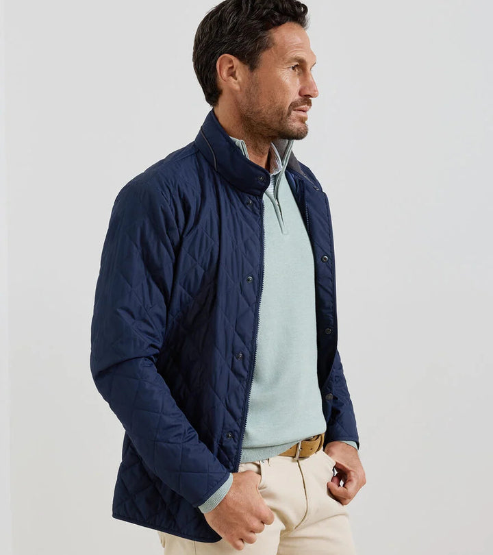 Peter Millar Men's CLASSIC FIT Suffolk Quilted Travel Coat - NAVY
