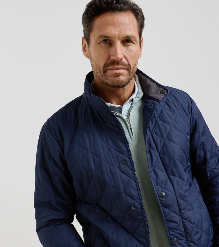 Peter Millar Men's CLASSIC FIT Suffolk Quilted Travel Coat - NAVY