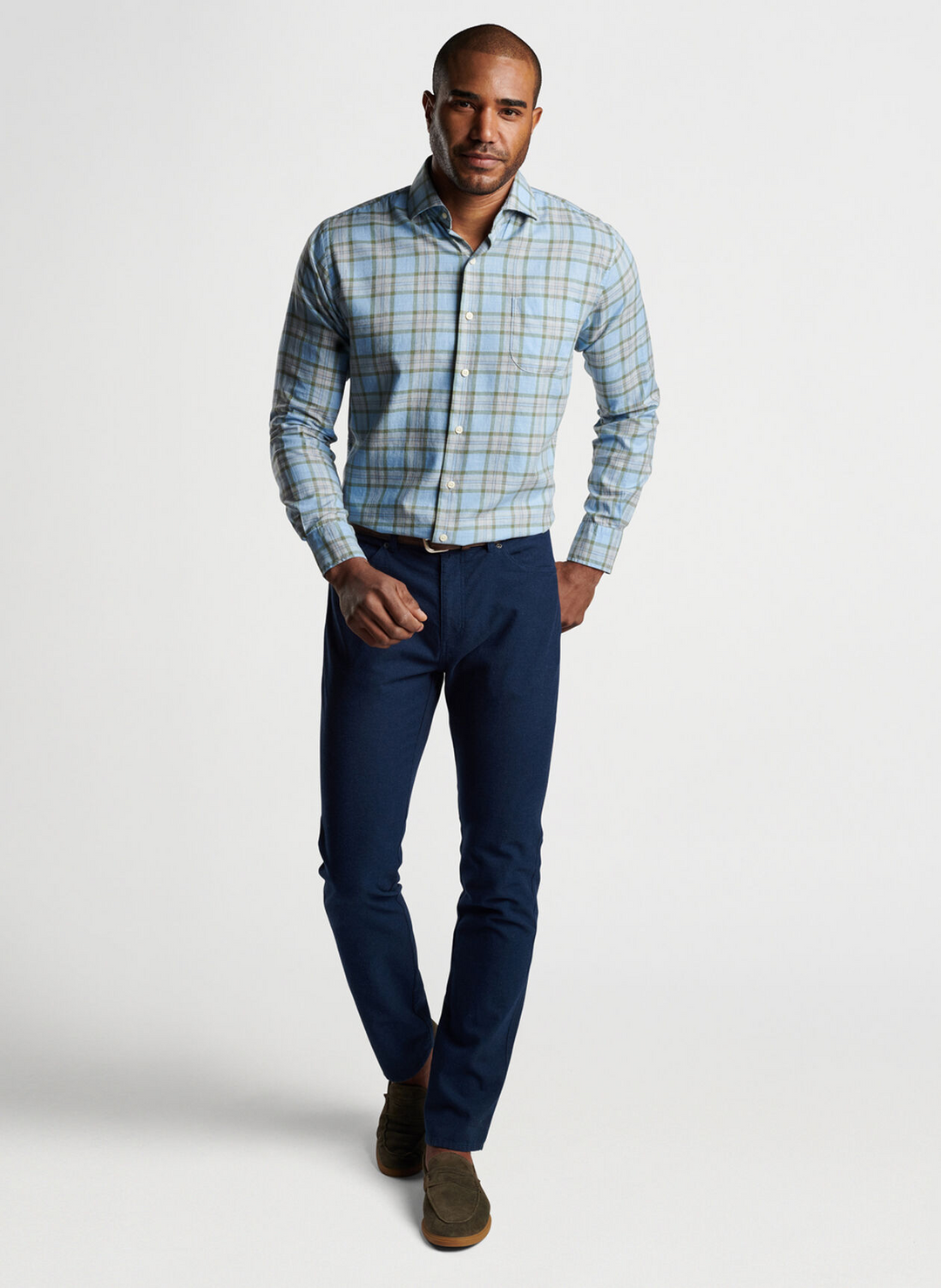 Peter Millar Men's Classic Fit Mountanside Flannel Five Pocket Pant - ATLANTIC BLUE