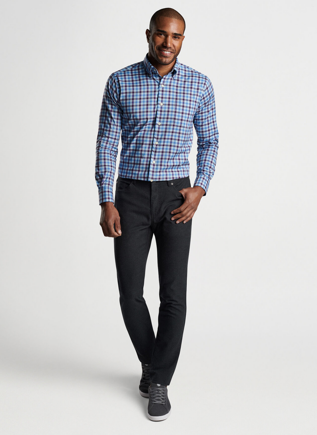 Peter Millar Men's Classic Fit Mountanside Flannel Five Pocket Pant - CHARCOAL