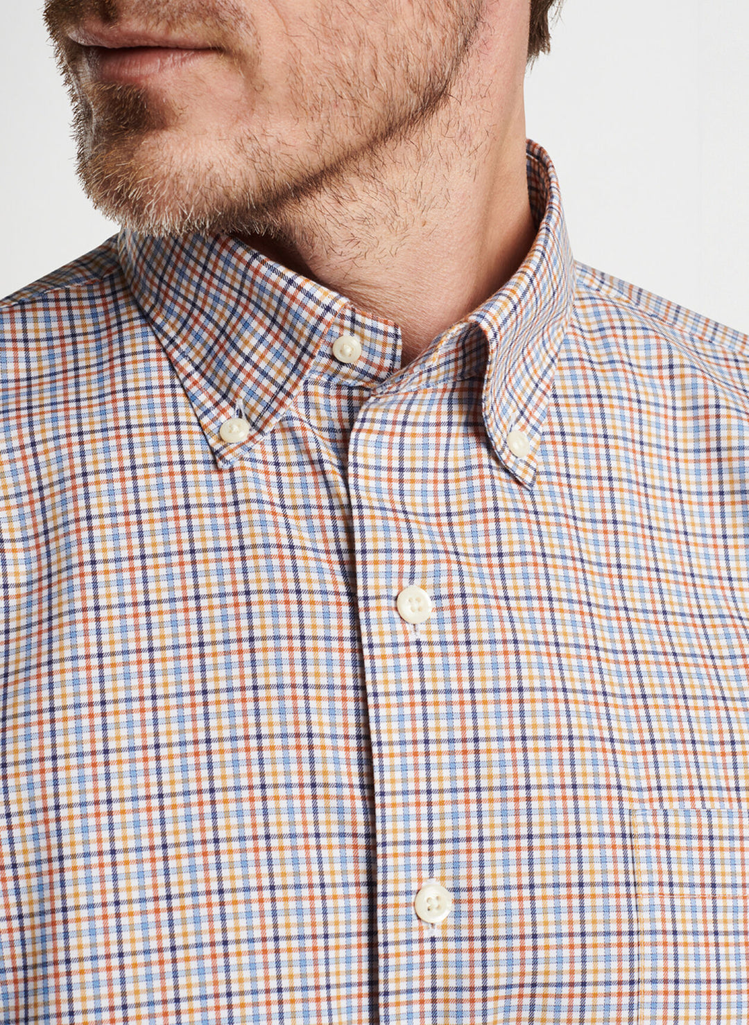 Peter Millar Mens Market Cotton-Stretch Sport Shirt - TWILIGHT BLUE