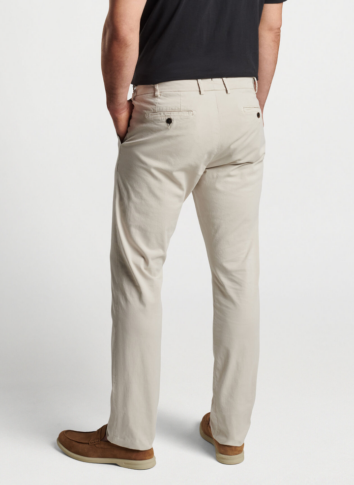 Peter Millar Mens Concorde Garment-Dyed Flat-Front Trouser - STONE