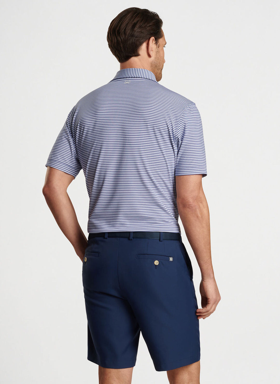Peter Millar Mens Classic Fit Cedar Performance Jersey Polo - SPORT NAVY