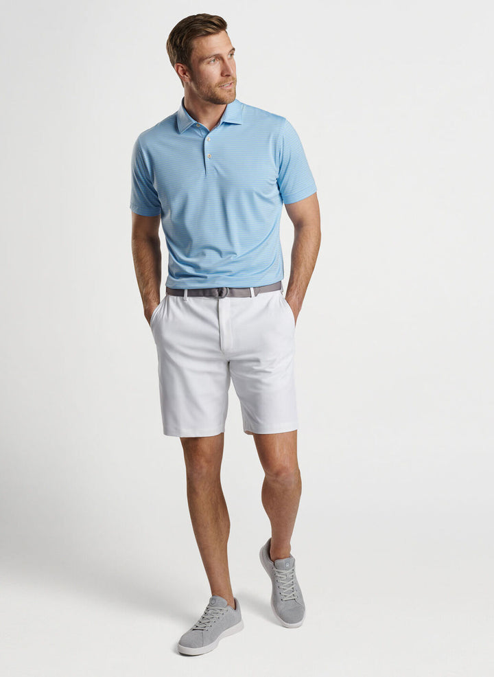 Peter Millar Mens CLassic Fit Hemlock Performance Jersey Polo - Sean Self Collar - COTTAGE BLUE