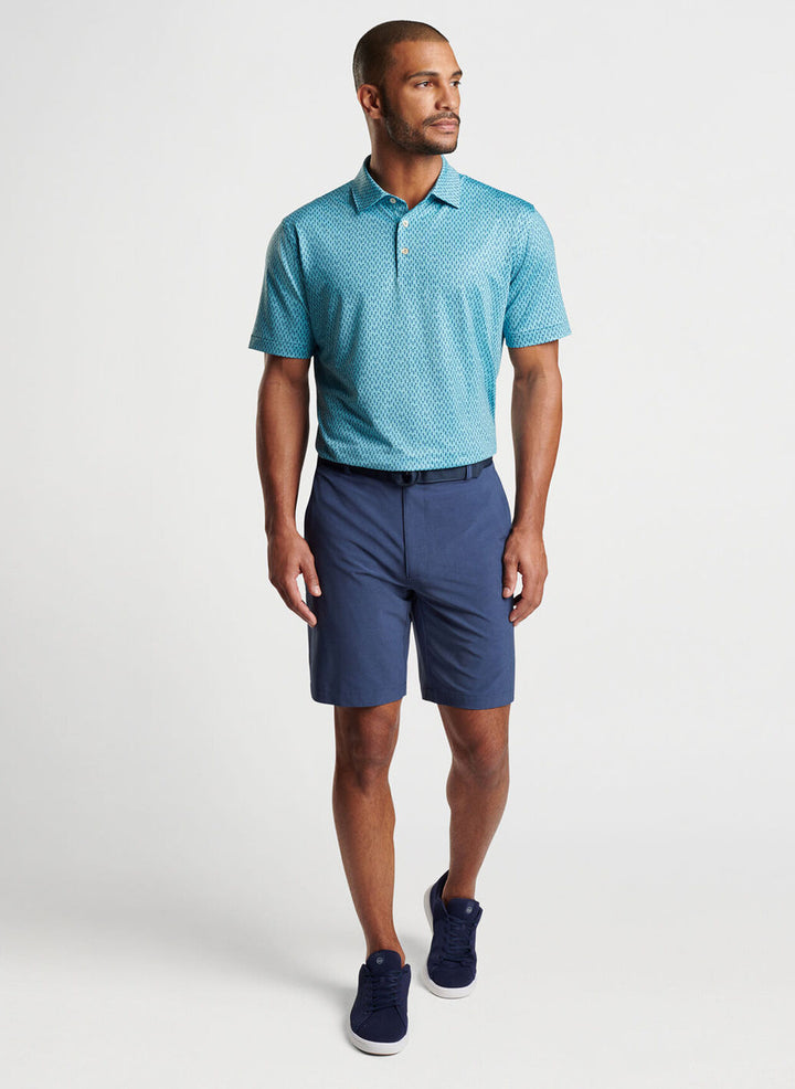 Peter Millar Mens Classic Fit Lavender Fields Performance Jersey Polo - CYAN