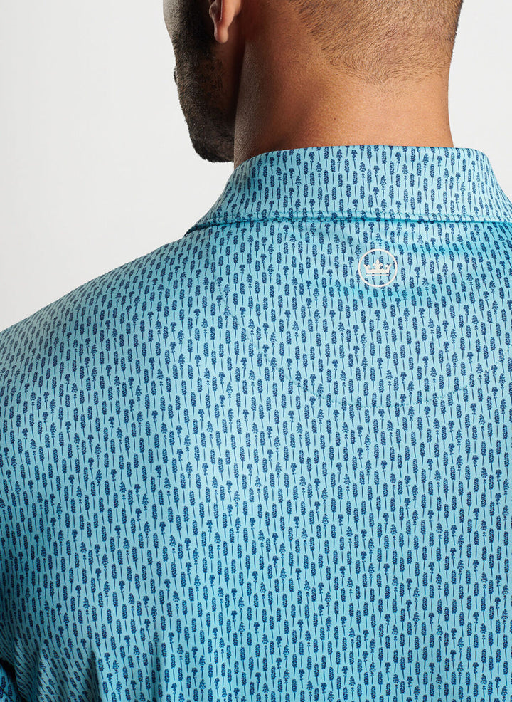 Peter Millar Mens Classic Fit Lavender Fields Performance Jersey Polo - CYAN