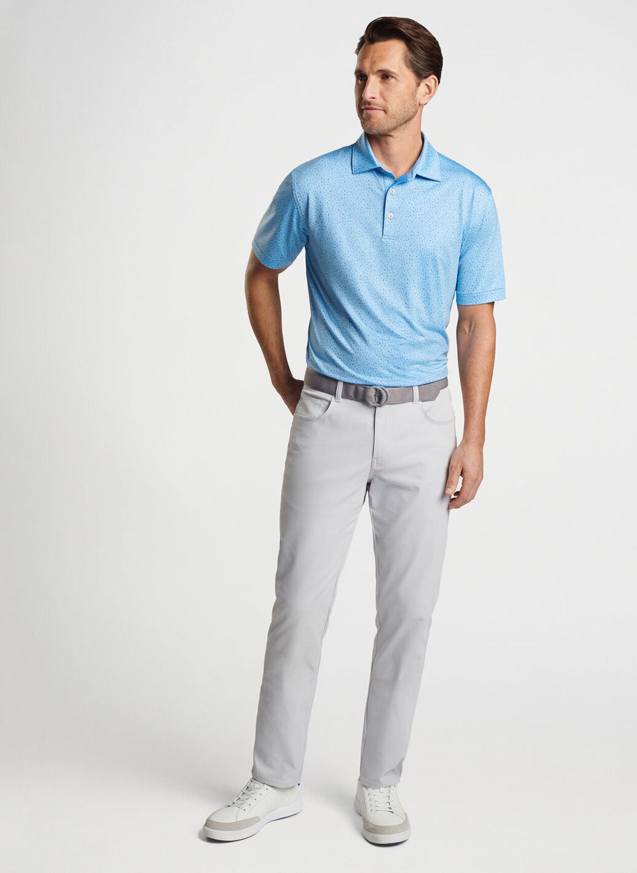 Peter Millar Mens Classic Fit Marine Navigation Performance Jersey Pol