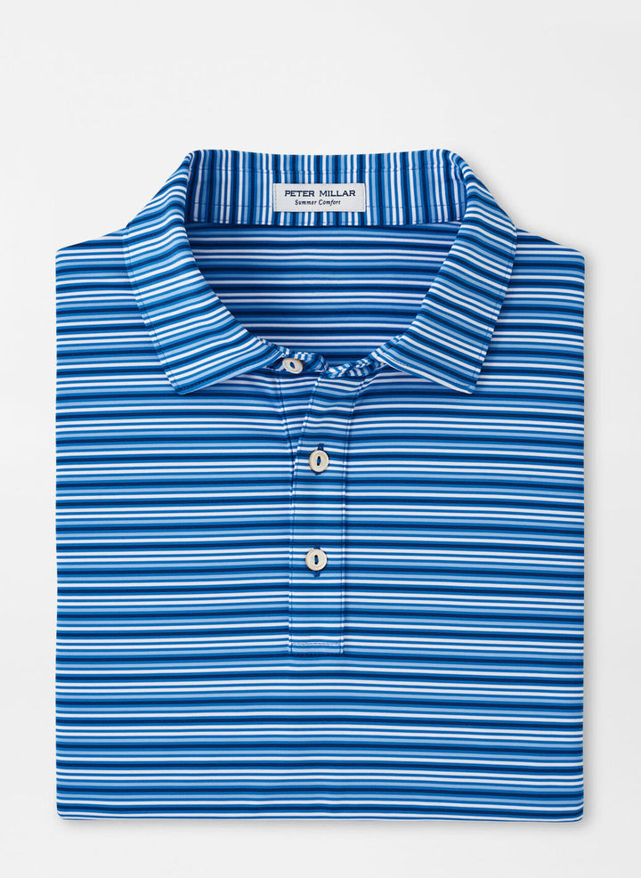 Peter Millar Mens Classic Fit Clifton Performance Jersey Polo - MAKO BLUE
