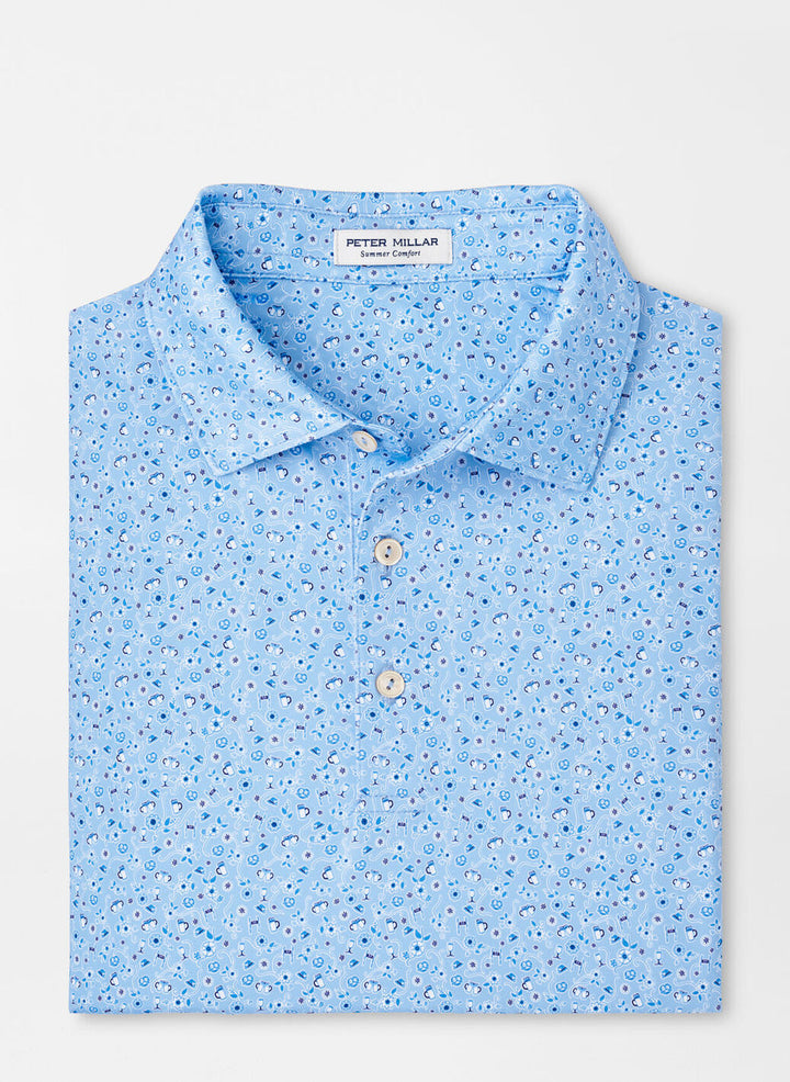 Peter Millar Mens Classic Fit Prost Performance Jersey Polo - Sean Self Collar - COTTAGE BLUE