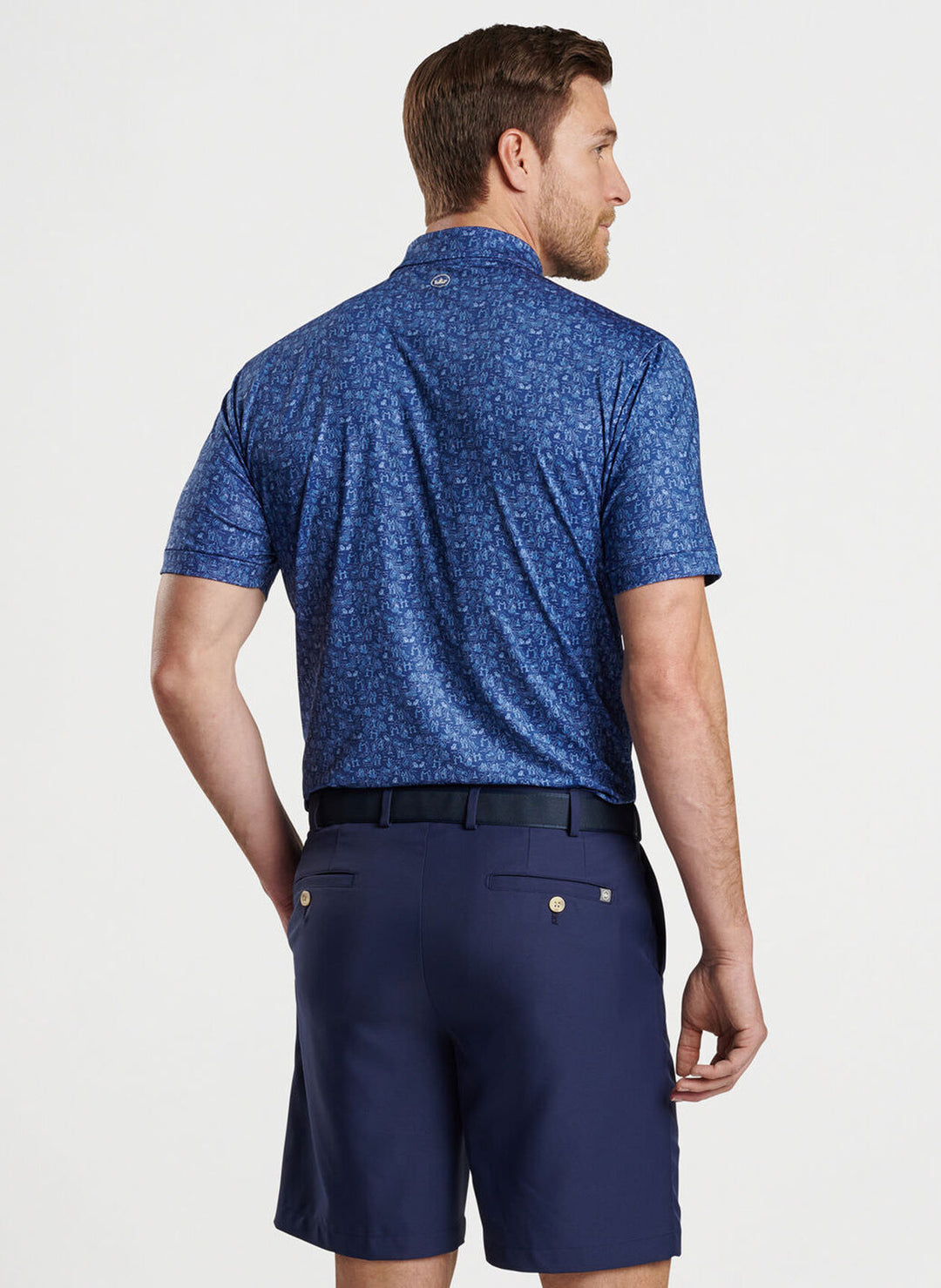 Peter Millar Mens Classic Fit Carolina Shag Performance Jersey Polo - SPORT NAVY