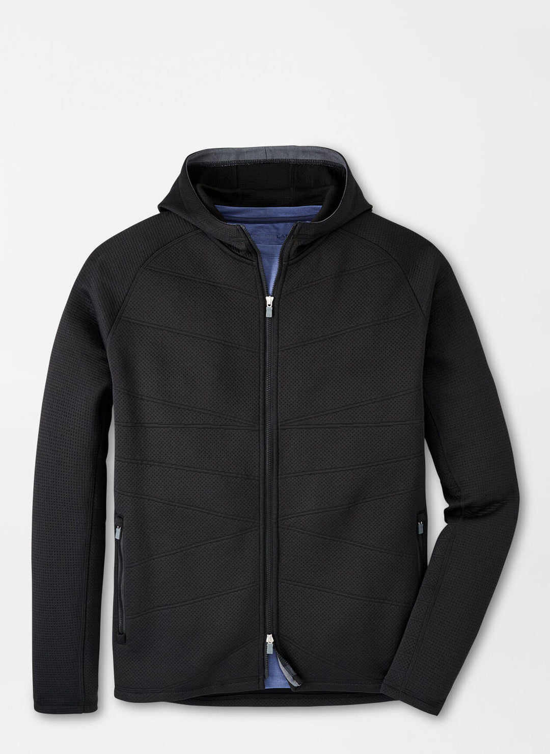 Peter Millar Mens Tailored Fit Orion Performance Quilted Hoodie - BLACK