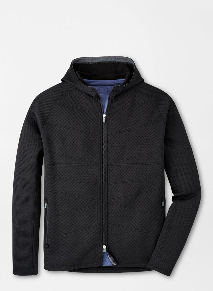 Peter Millar Mens Tailored Fit Orion Performance Quilted Hoodie - BLACK