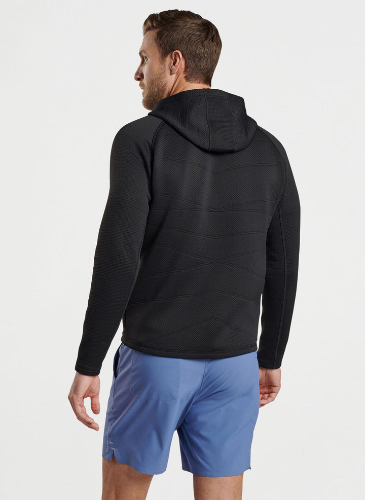Peter Millar Mens Tailored Fit Orion Performance Quilted Hoodie - BLACK