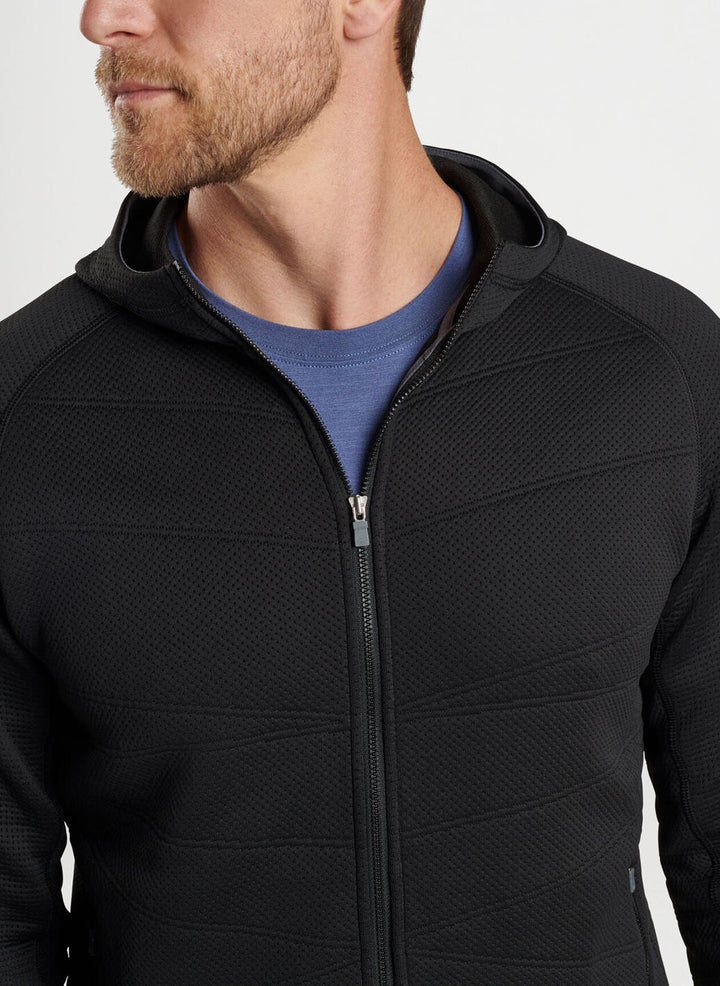 Peter Millar Mens Tailored Fit Orion Performance Quilted Hoodie - BLACK