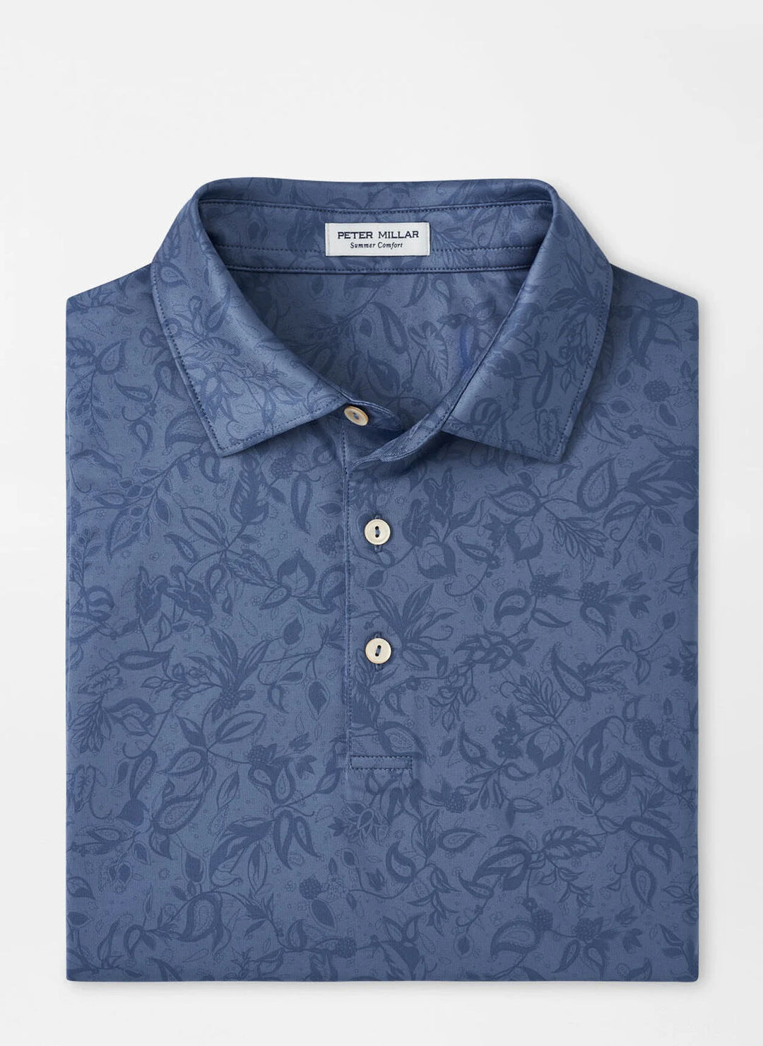 Peter Millar Mens Classic Fit Carrow Botanical Performance Jersey Polo - ASTRAL BLUE