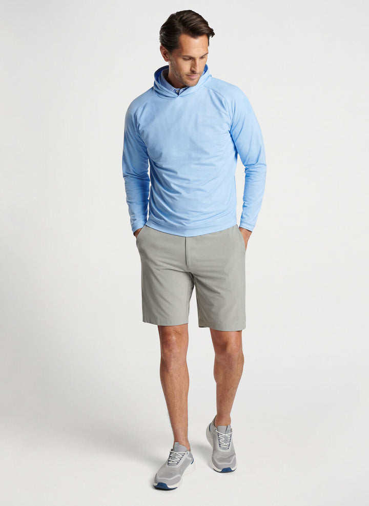 Peter Millar Mens Classic Fit Pine Camo Performance Hoodie - COTTAGE BLUE