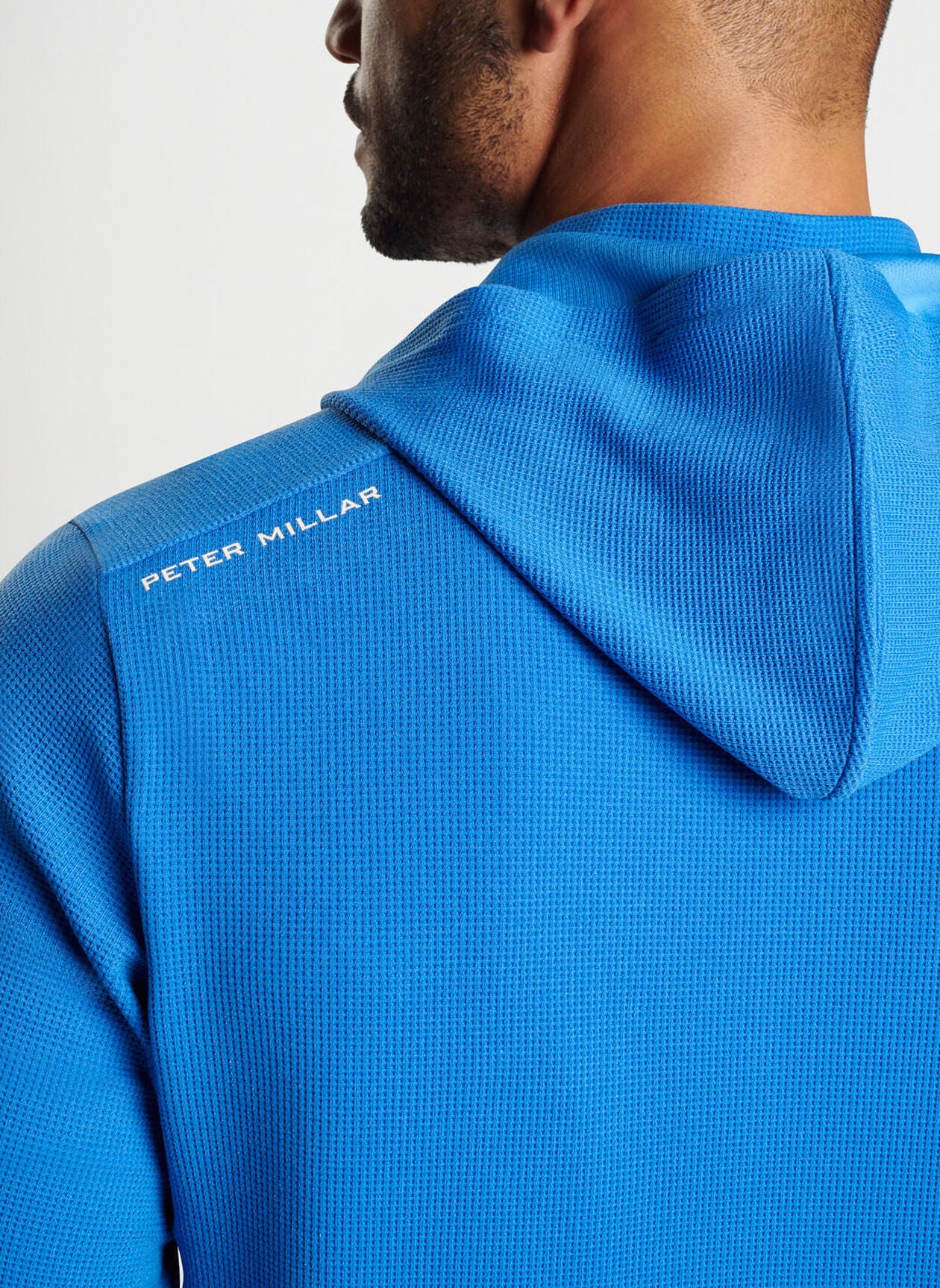 Peter Millar Mens Classic Fit Grid Performance Half-Zip Hoodie - MAKO