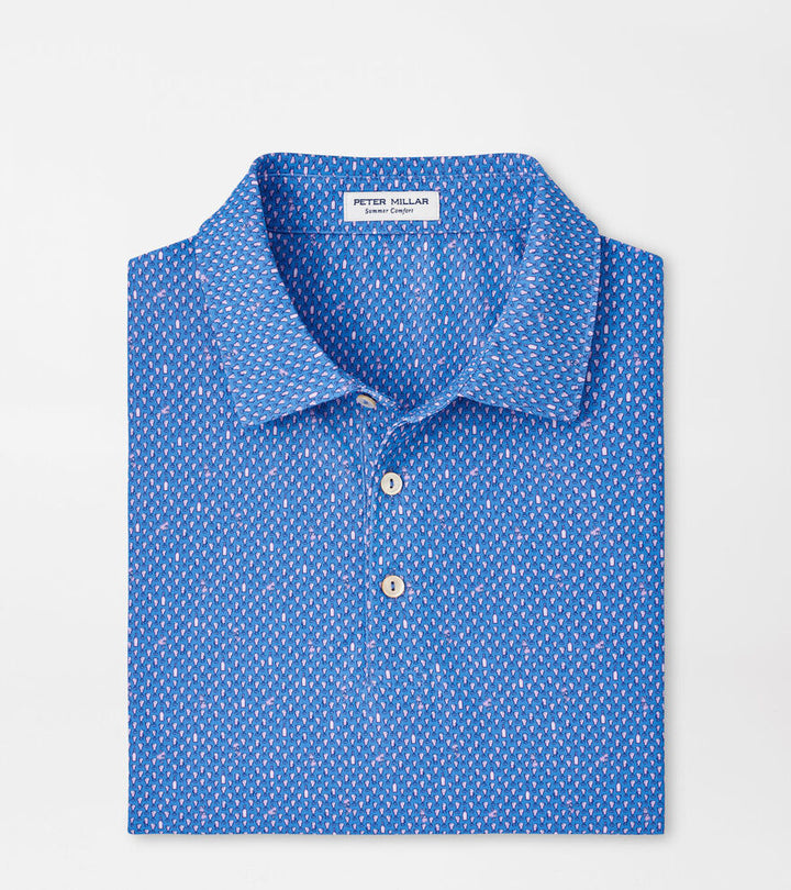 Peter Millar Mens Classic Fit Irish Coffee Performance Mesh Polo -  LIBERTY BLUE