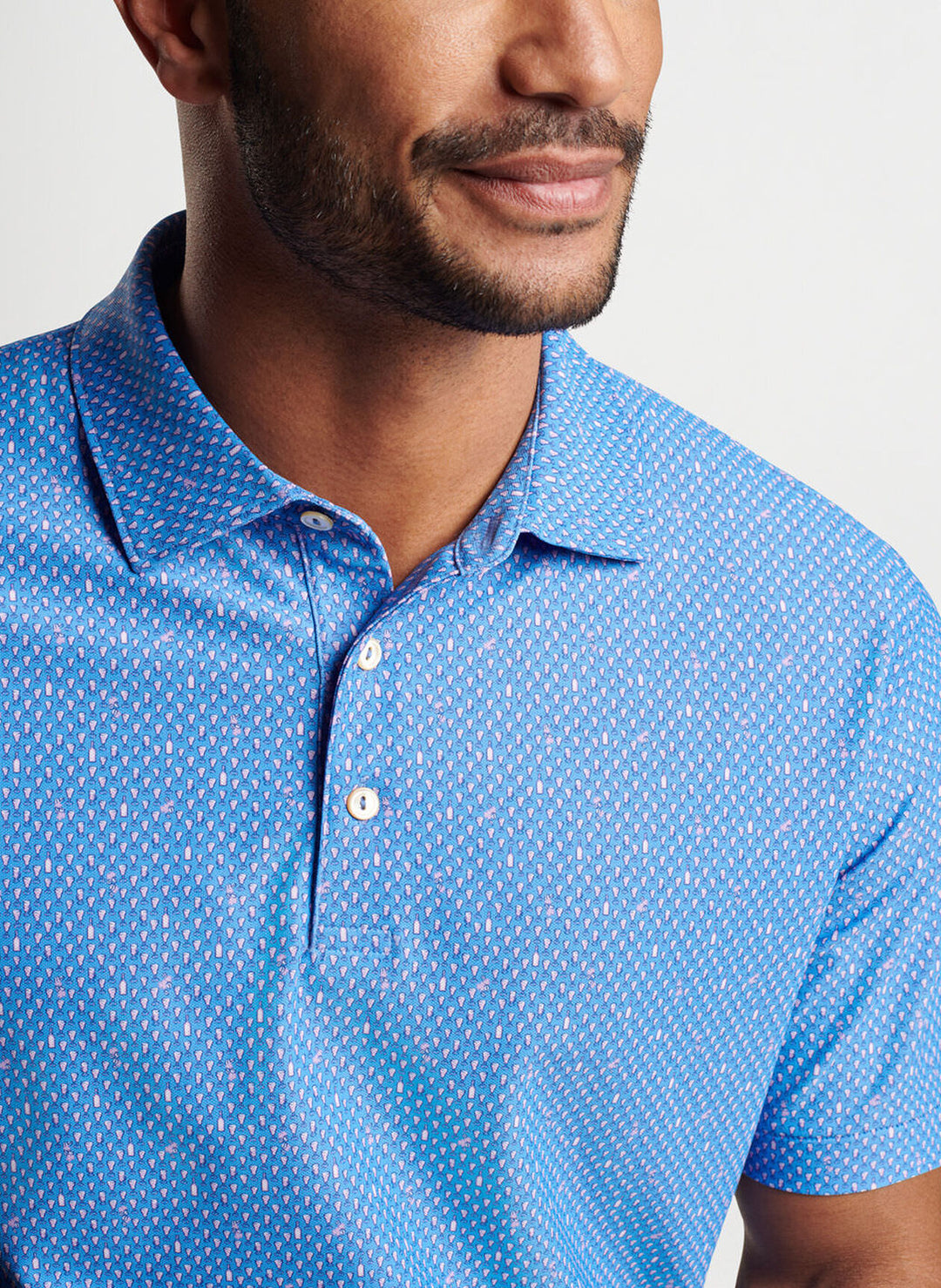 Peter Millar Mens Classic Fit Irish Coffee Performance Mesh Polo -  LIBERTY BLUE