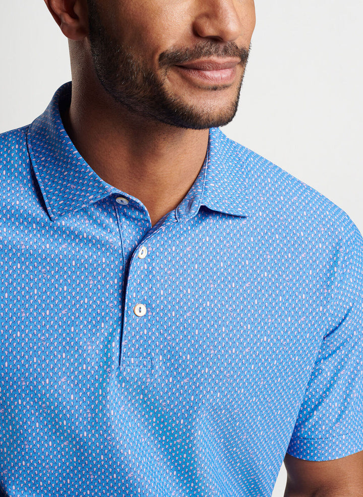 Peter Millar Mens Classic Fit Irish Coffee Performance Mesh Polo -  LIBERTY BLUE
