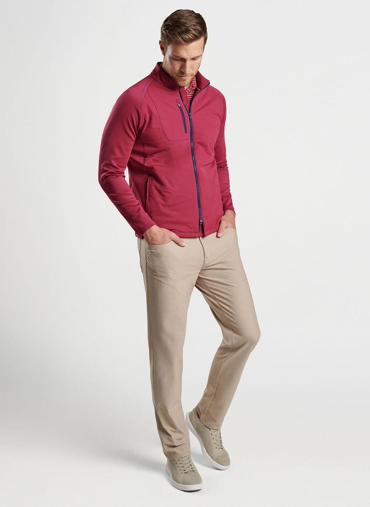 Peter Millar Mens Classic Fit Merge Hybrid Jacket - POMEGRANATE