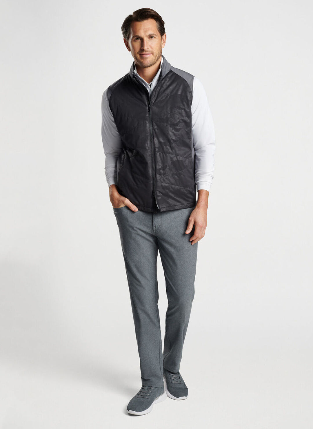 Peter Millar Mens Classic Fit Venture Hybrid Vest - BLACK