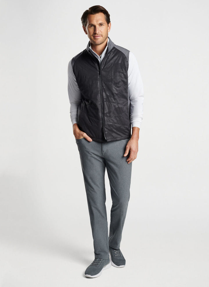 Peter Millar Mens Classic Fit Venture Hybrid Vest - BLACK