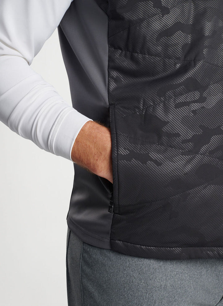 Peter Millar Mens Classic Fit Venture Hybrid Vest - BLACK