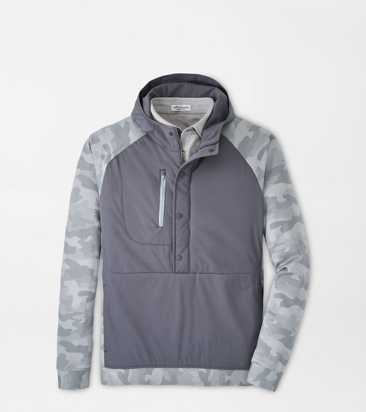 Peter Millar Mens Classic Fit Pursuit Half Snap Hoodie - IRON