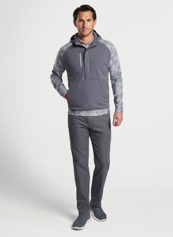 Peter Millar Mens Classic Fit Pursuit Half Snap Hoodie - IRON