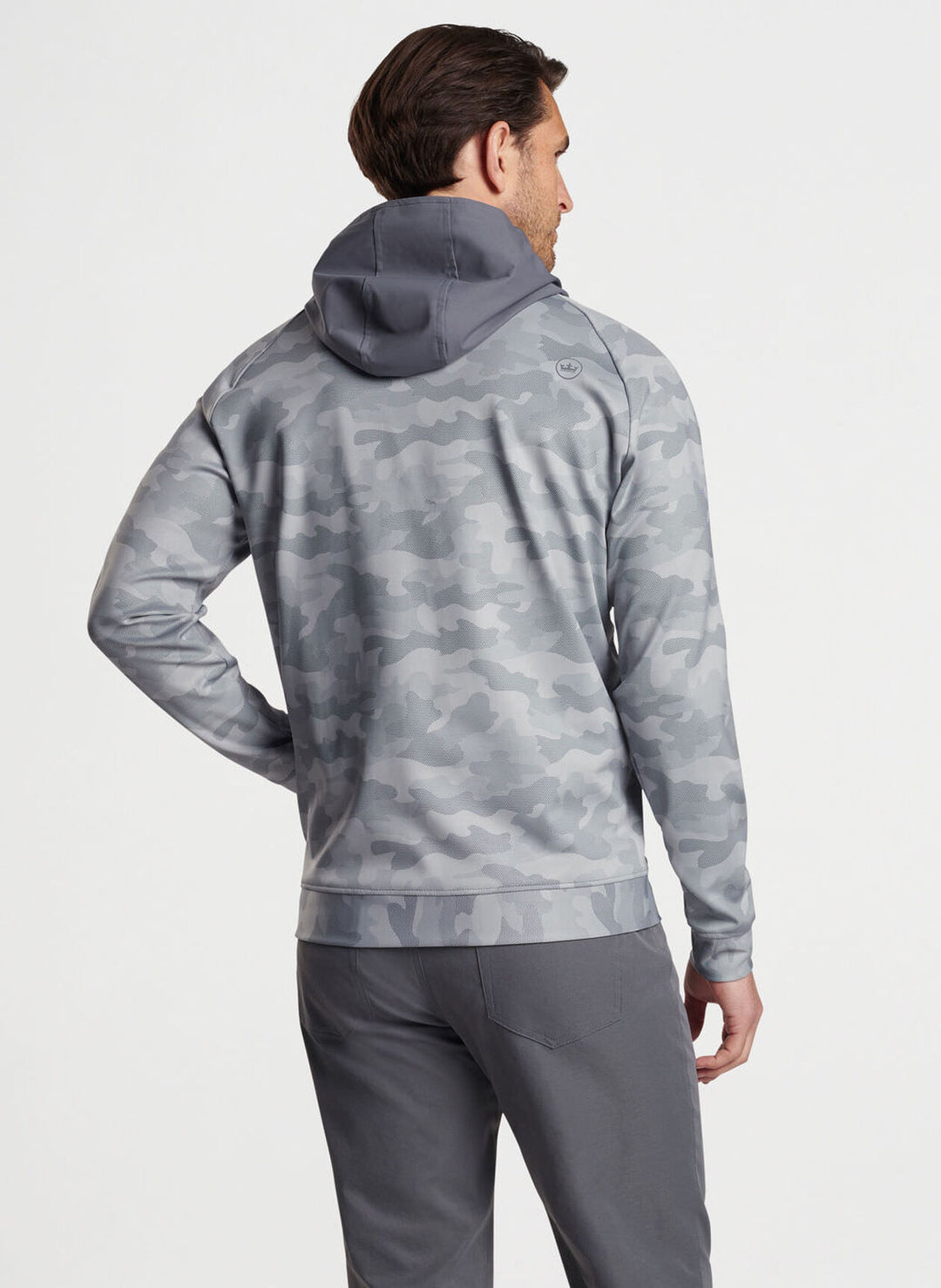 Peter Millar Mens Classic Fit Pursuit Half Snap Hoodie - IRON
