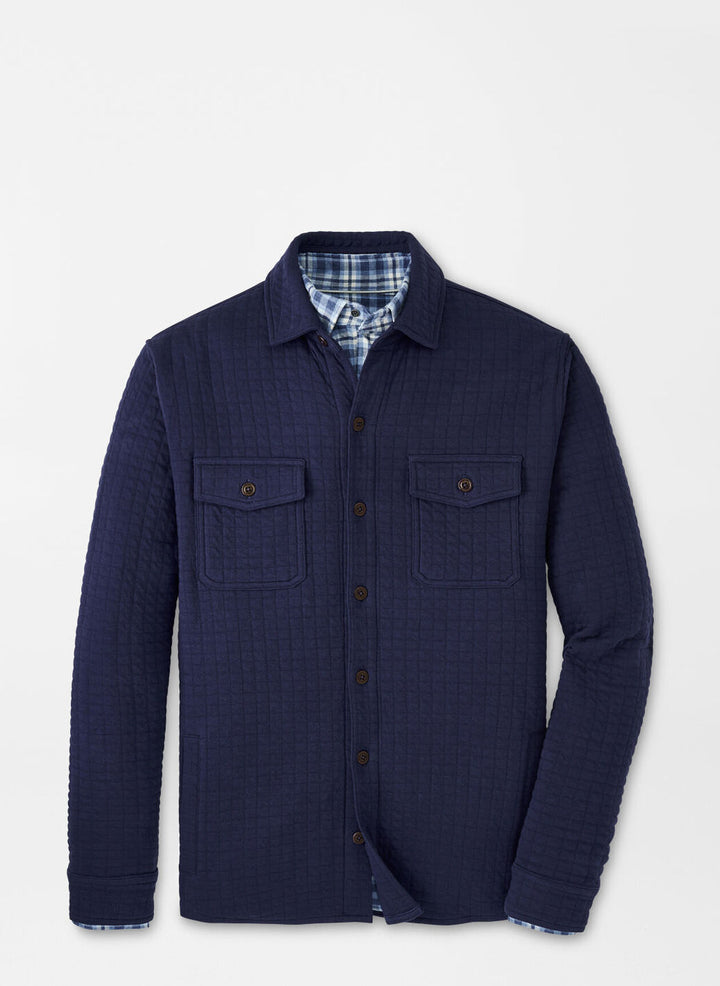 Peter Millar Mens Classic Fit Quad Quilted Knit Jacket - NAVY