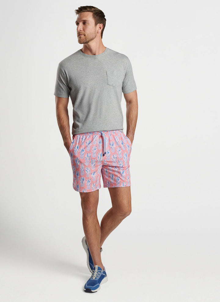 Peter Millar Mens Classic Fit Pineapple In Paradise Swim Trunk - CORAL REEF