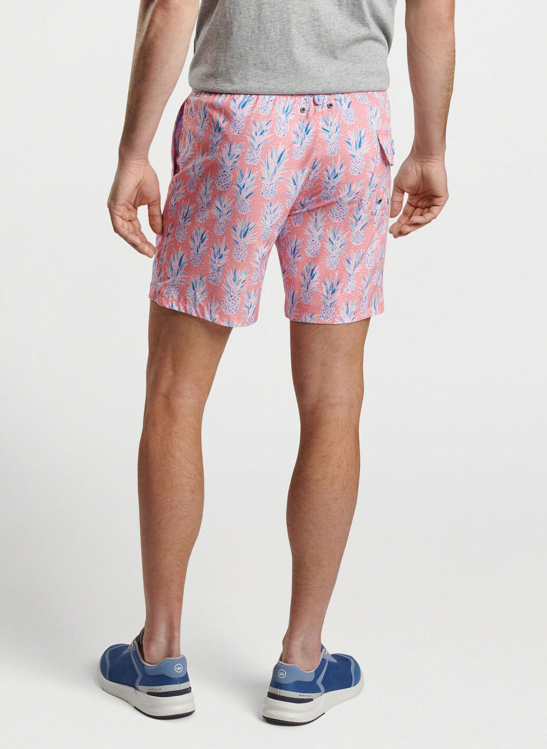 Peter Millar Mens Classic Fit Pineapple In Paradise Swim Trunk - CORAL REEF