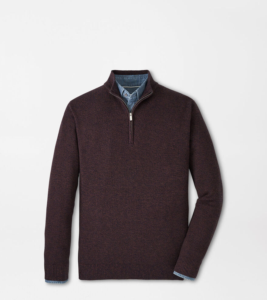Peter Millar Mens Classic Fit Nevis Twisted Quarter-Zip - MIDNIGHT CANOPY