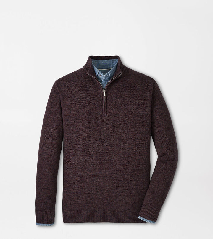 Peter Millar Mens Classic Fit Nevis Twisted Quarter-Zip - MIDNIGHT CANOPY
