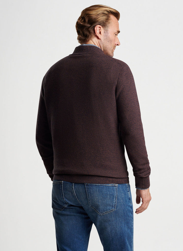 Peter Millar Mens Classic Fit Nevis Twisted Quarter-Zip - MIDNIGHT CANOPY