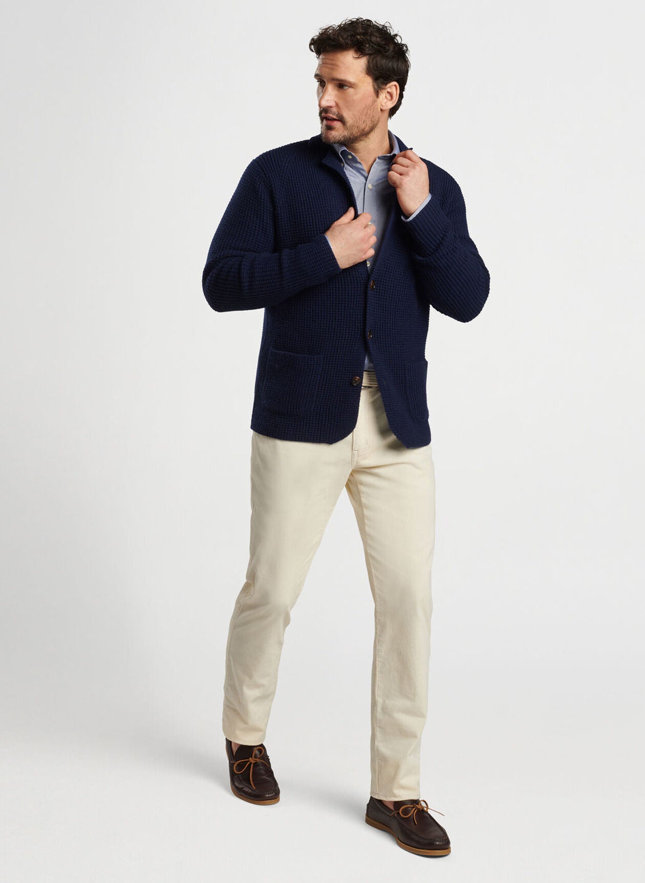 Peter Millar Mens Classic Fit Birch Sweater Blazer - NAVY | Golf