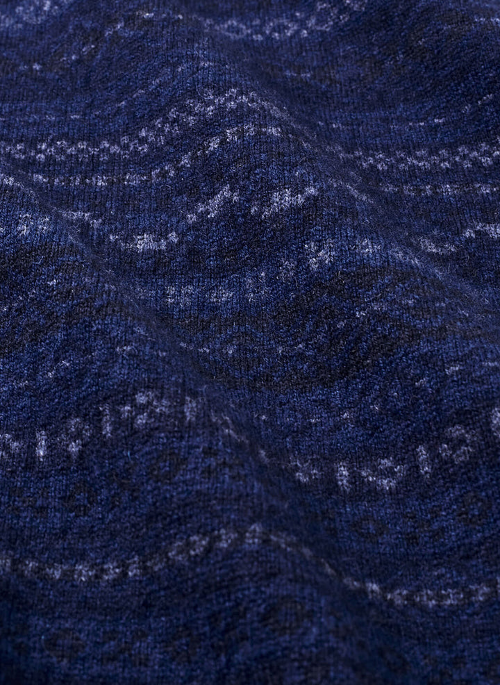 Peter Millar Mens Classic Fit Midnight Fairisle Crewneck Sweater - NAVY