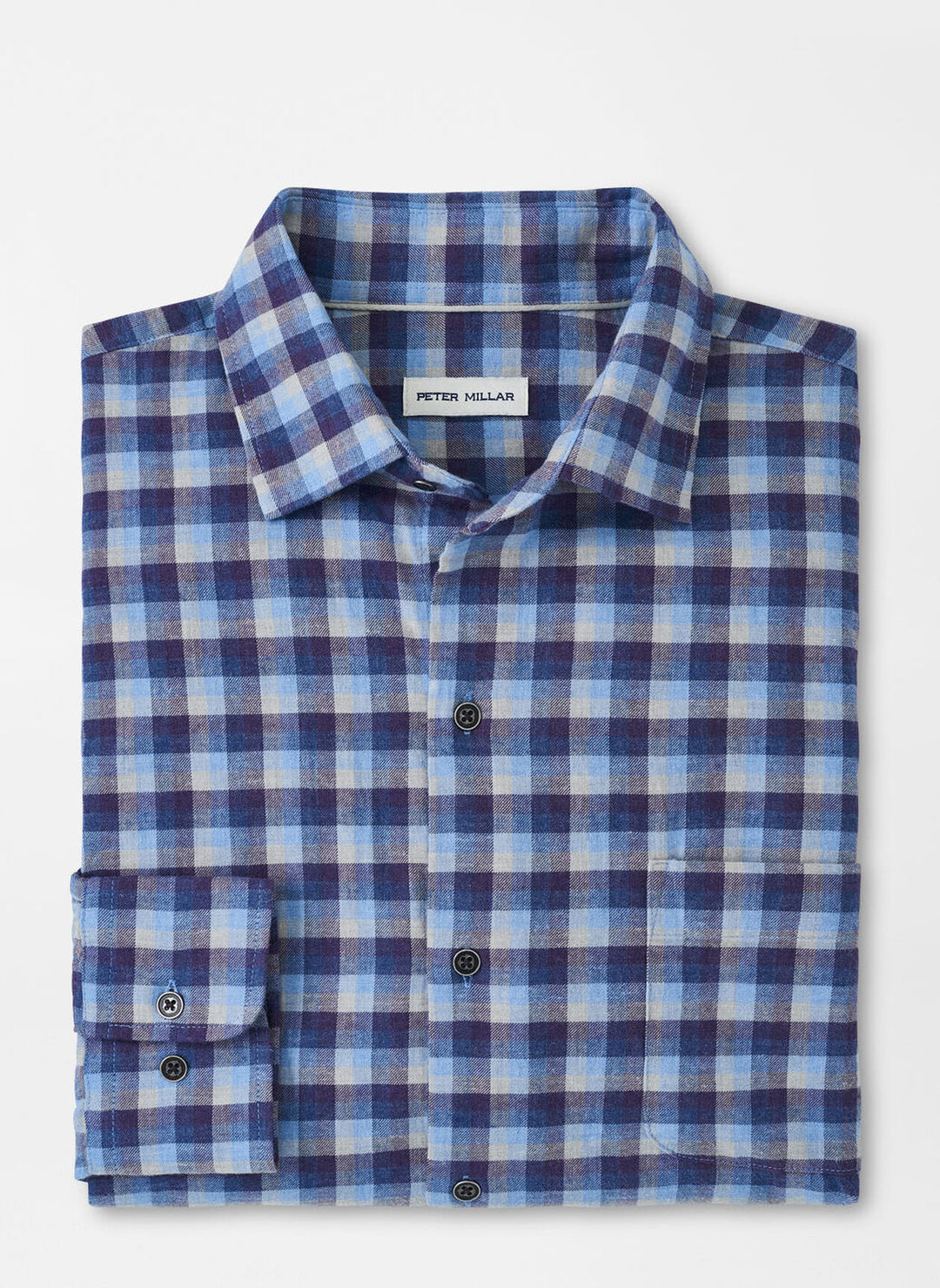 Peter Millar Mens Classic Fit North Bay Cotton Sport Shirt - OCEAN BLUE