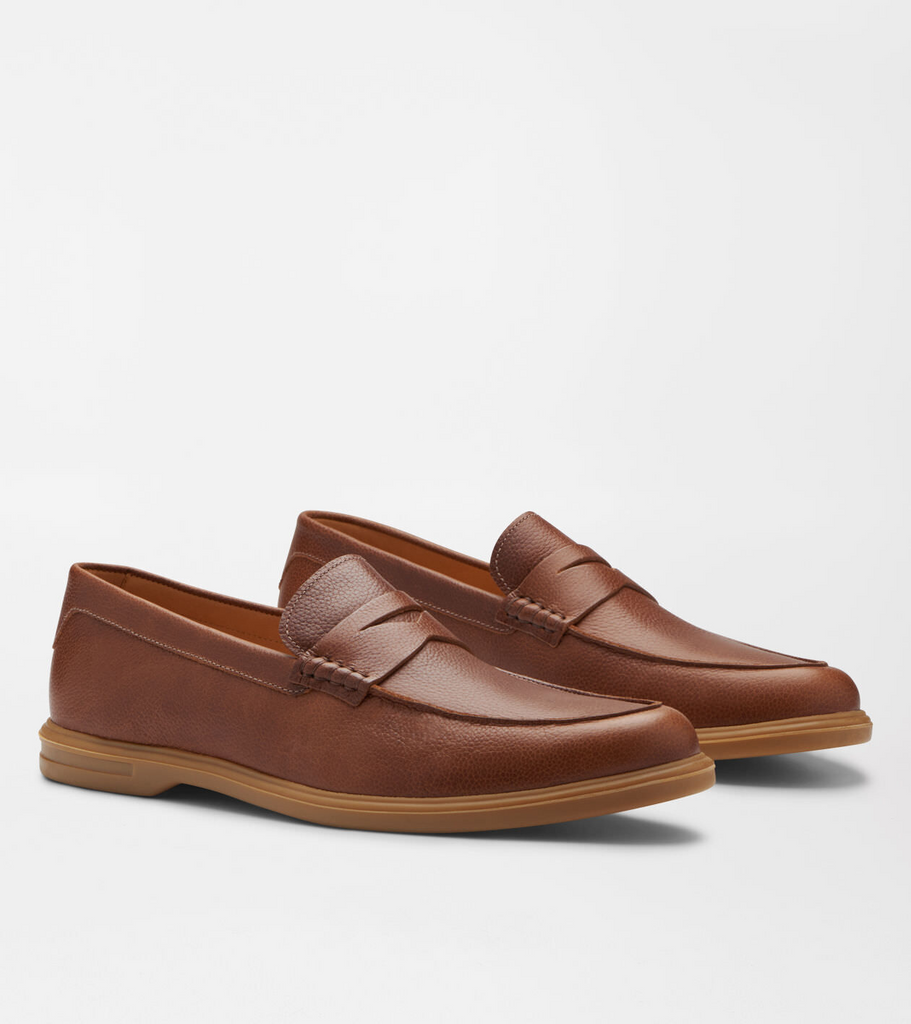 Peter Millar Men s Excursionist Pebble Grain Penny Loafer COGNAC Golf Anything Canada