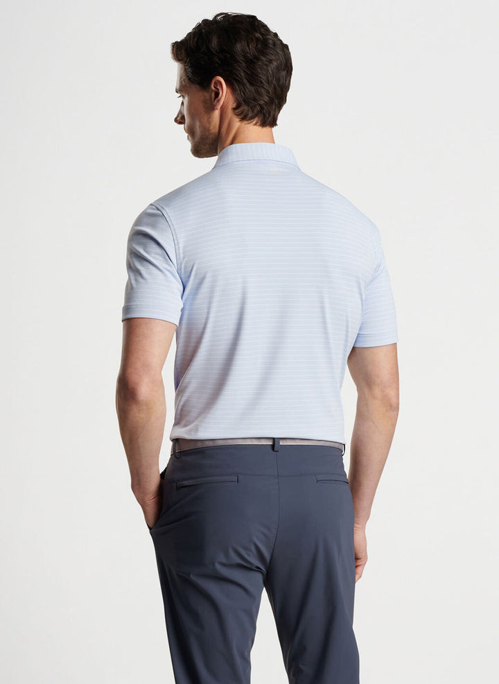 Peter Millar Mens Tailored Fit Duet Performance Jersey Polo - MOON MIST