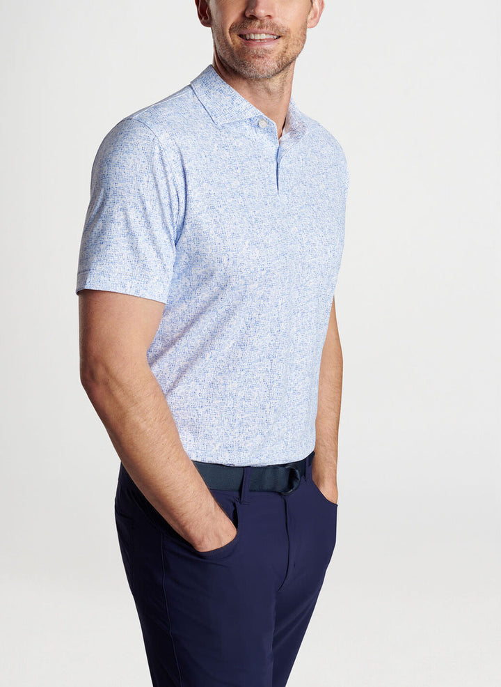 Peter Millar Mens Tailored Fit Switching Gears Performance Jersey Polo - Edwin Sp - WHITE