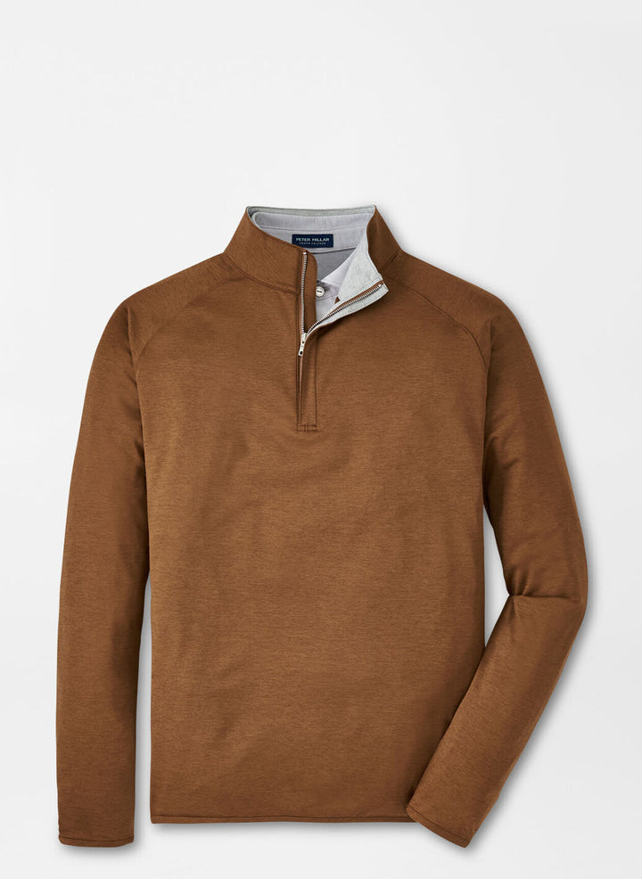 Peter Millar Mens Tailored Fit Stealth Performance Quarter-Zip - WALNUT