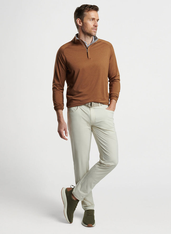 Peter Millar Mens Tailored Fit Stealth Performance Quarter-Zip - WALNUT