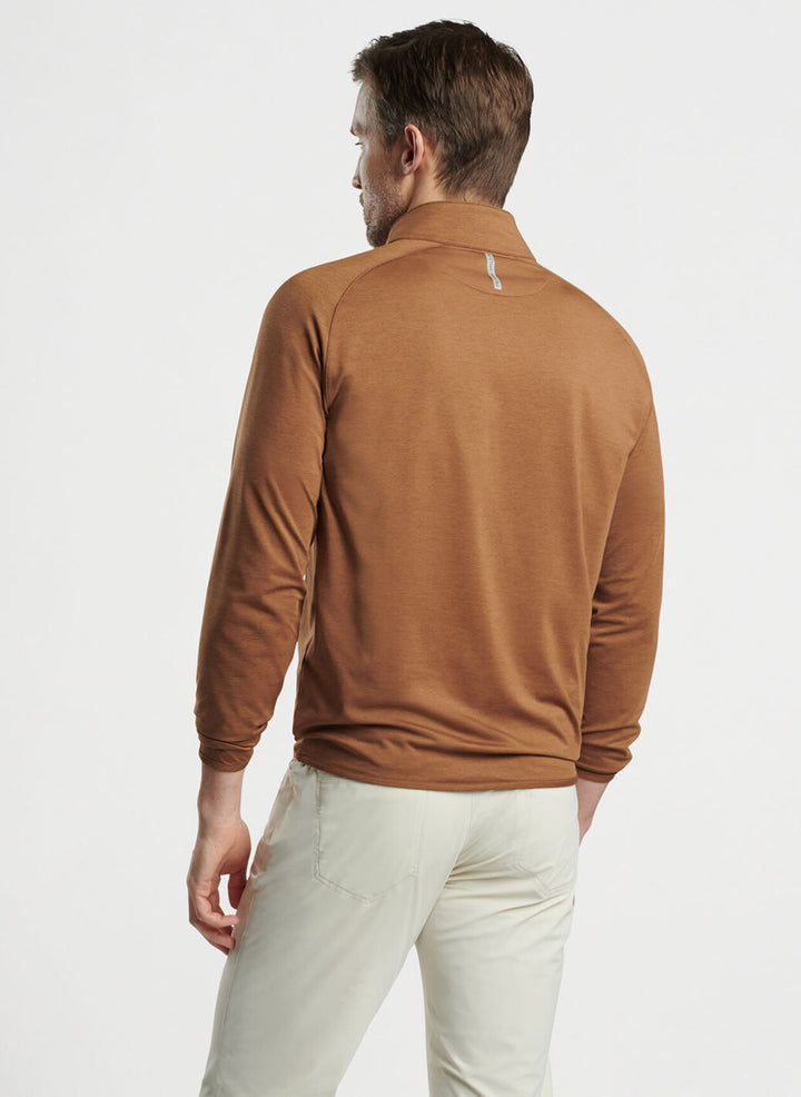 Peter Millar Mens Tailored Fit Stealth Performance Quarter-Zip - WALNUT