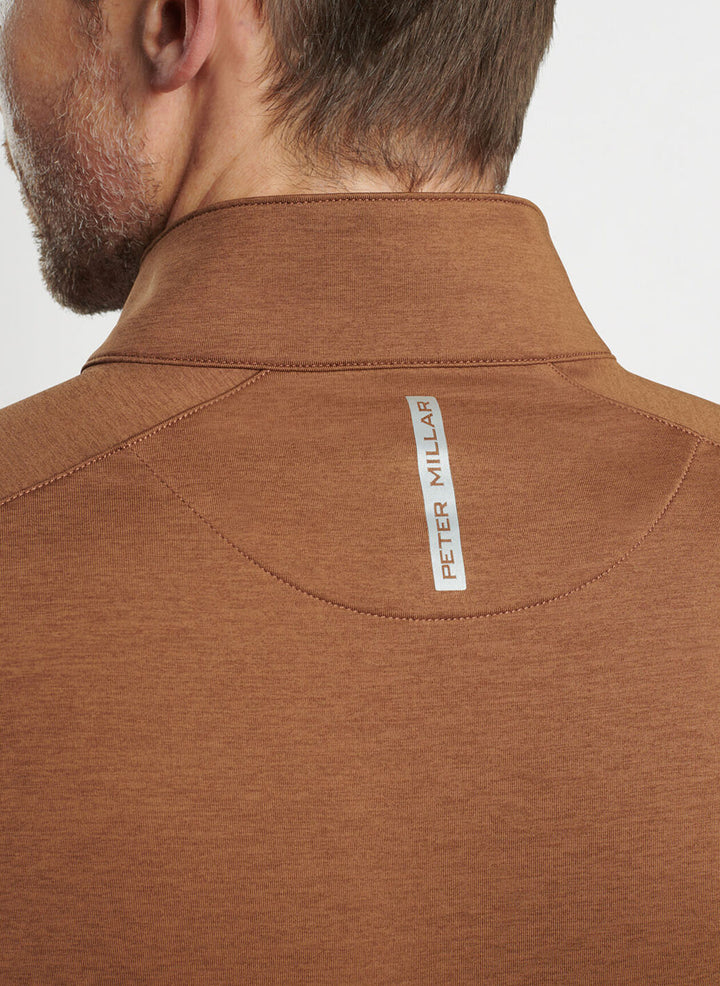 Peter Millar Mens Tailored Fit Stealth Performance Quarter-Zip - WALNUT