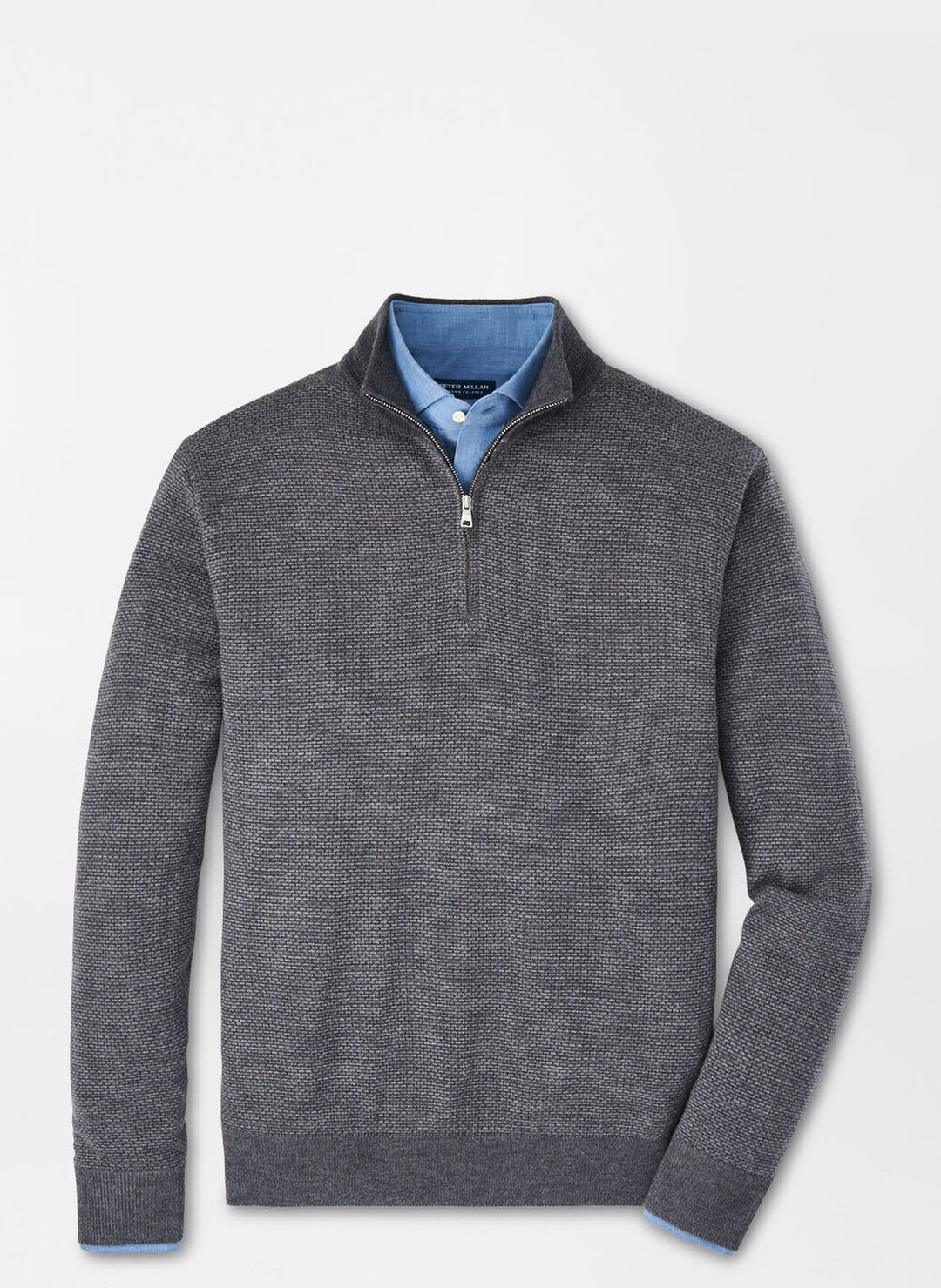 Peter Millar Mens Tailored Fit Ashland Quarter-Zip Sweater - CHARCOAL