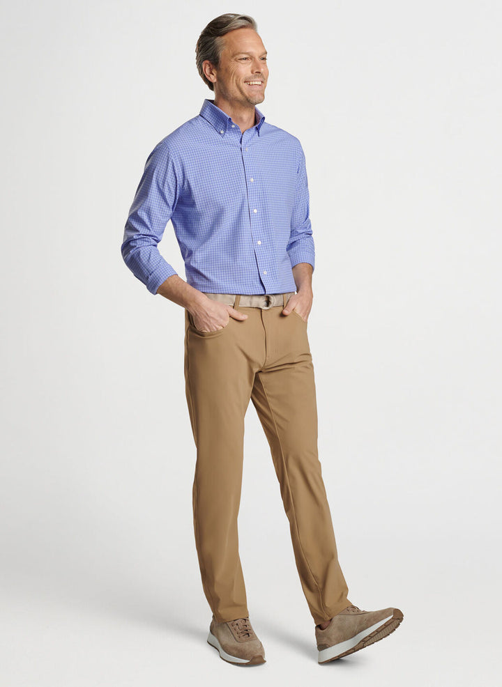 Peter Millar Mens Tailored Fit Cheviot Performance Poplin Sport Shirt - ELIXIR