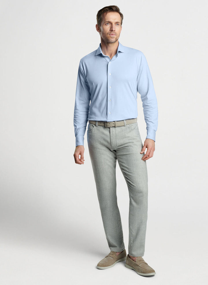 Peter Millar Mens Tailored Fit Magnus Excursionist Flex Sport Shirt - BLUE FROST